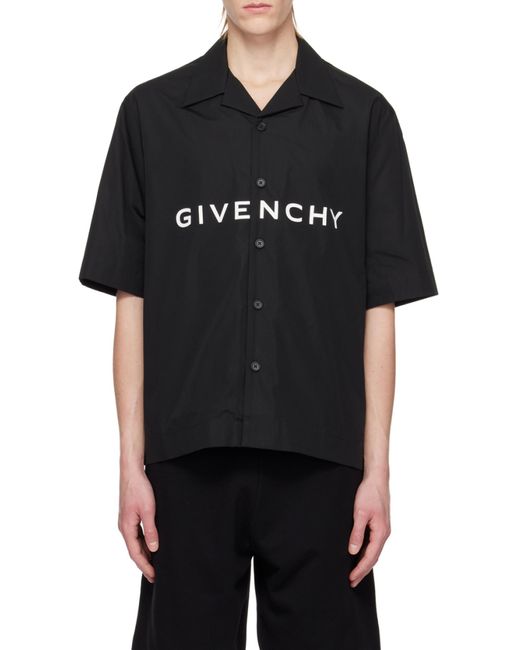 Givenchy Blue Logo Printed Short-Sleeved Shirt for men
