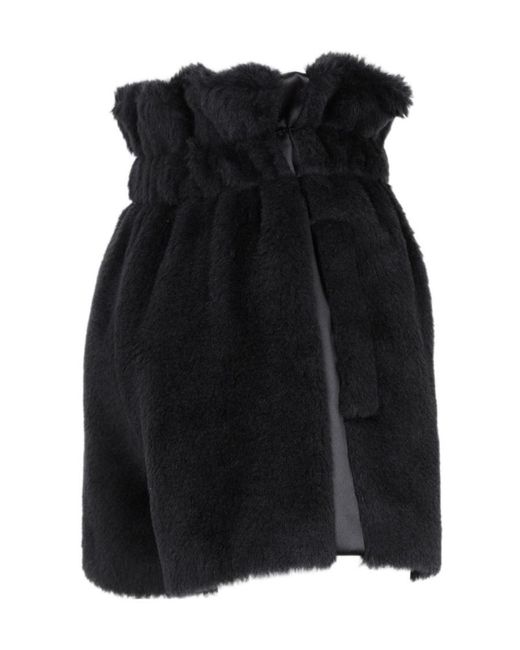 Max Mara Black Logo Fleece Shorts