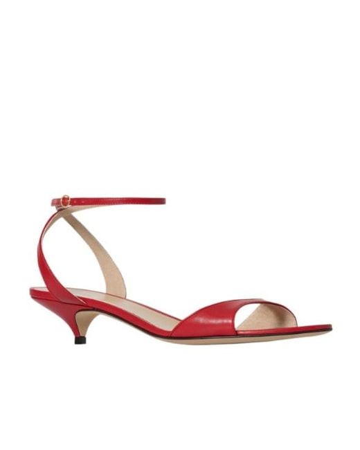 The Row Red Vika Ankle-Strap Kitten Heels
