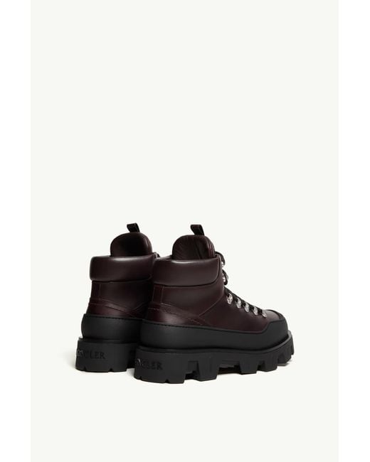 Moncler Black Peak Trek Leather Ankle Boots for men