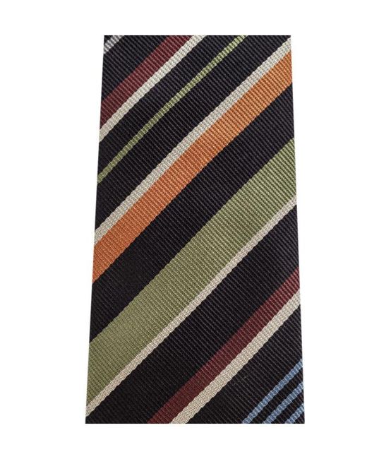 Paul Smith Black Striped Pointed-Tip Tie for men