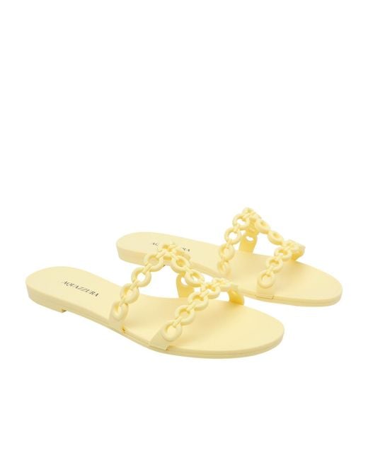 Aquazzura Metallic Chain Strap Flat Sandals