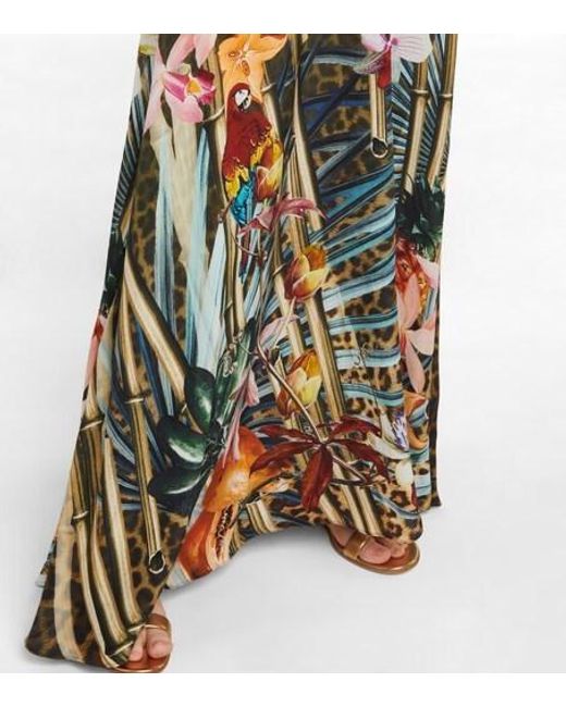 Camilla Black Floral Silk Cutout Maxi Dress