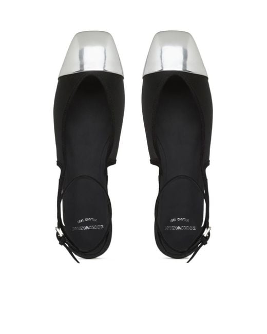 Emporio Armani White Mesh Slingback Flat Shoes