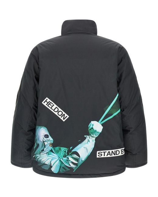 Undercover Blue Heldon Print Down Jacket for men