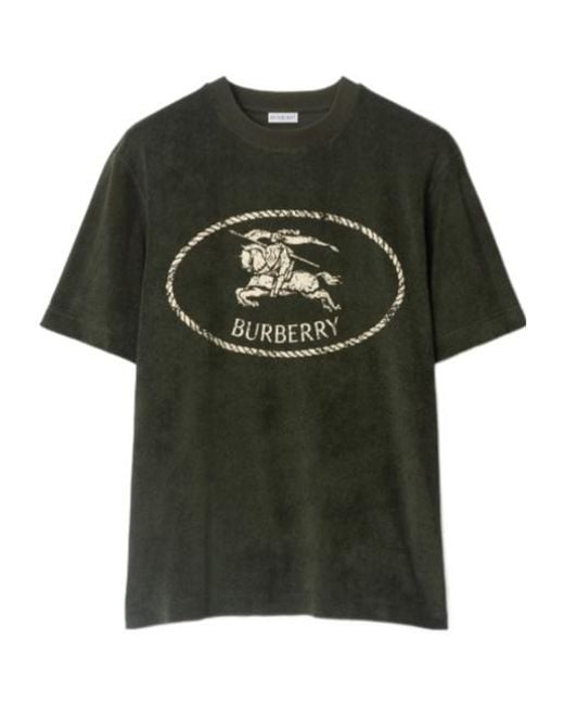 Burberry Green Knight Stamp Towelling T-Shirt for men