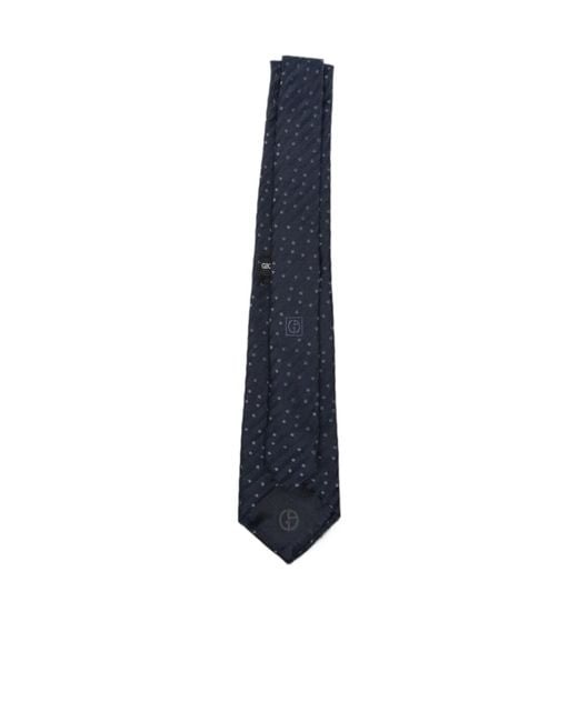 Giorgio Armani Blue Polka-Dot Diagonal-Stripe Tie for men