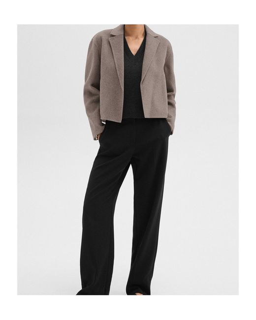 Theory Gray Double-Sided Wool Cashmere Casual Cardigan Jacket