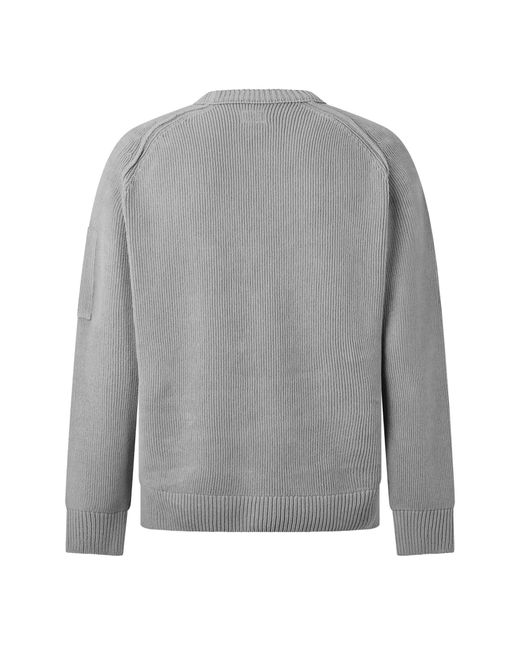 C P Company Gray Crew Neck Knit Sweater for men