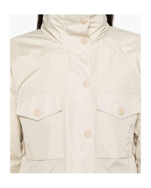 Moncler Natural Grenoble High-Neck Drawstring Coat