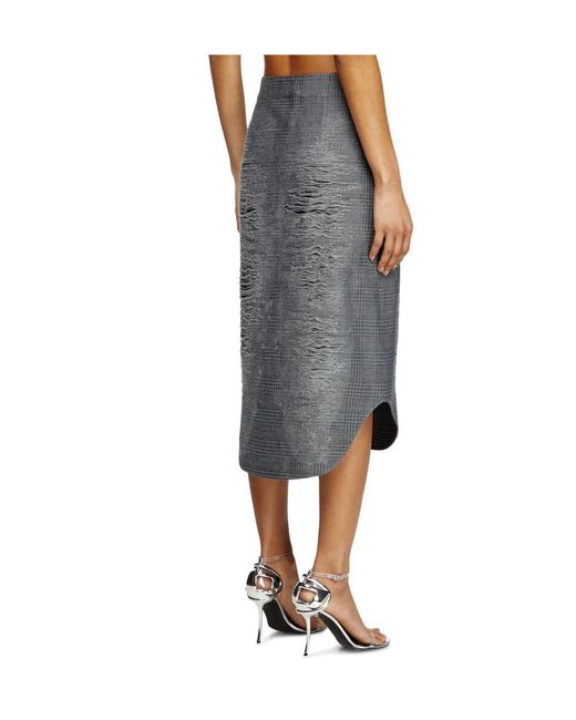 DIESEL Gray O-Tavy Distressed Checked Skirt