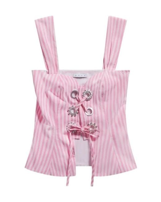 Area Pink Grommet Poplin Corset Top