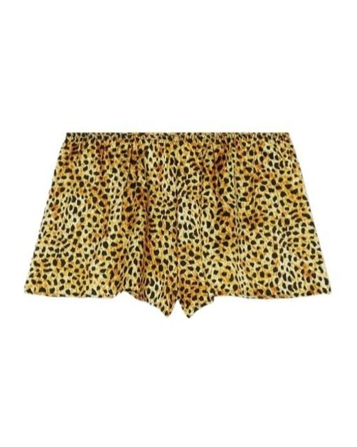 Versace Metallic Leopard-Print Silk Shorts