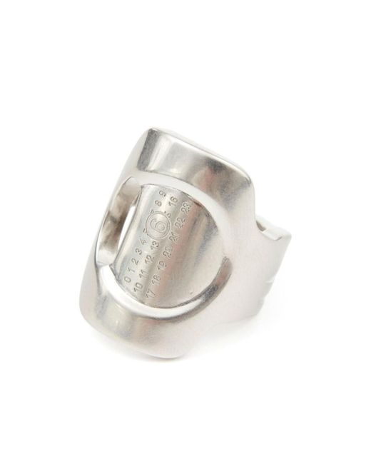 MM6 by Maison Margiela White Numeric Cut-Out Open Ring