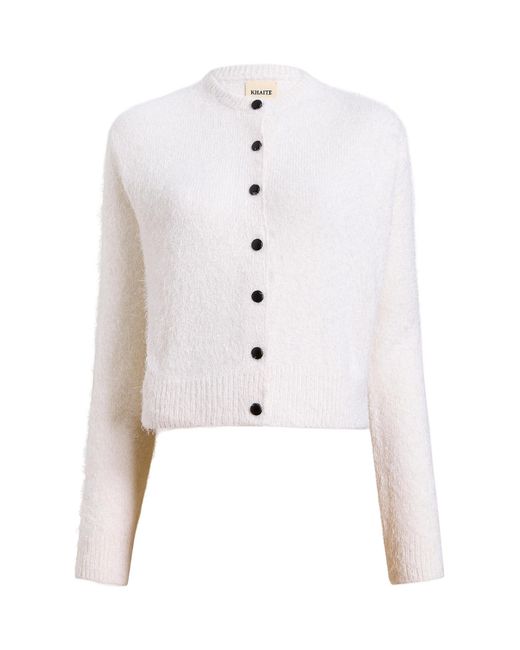 Khaite White Button-Fastening Cardigan