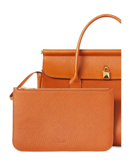Loro Piana Orange Double Handle Shoulder Bag