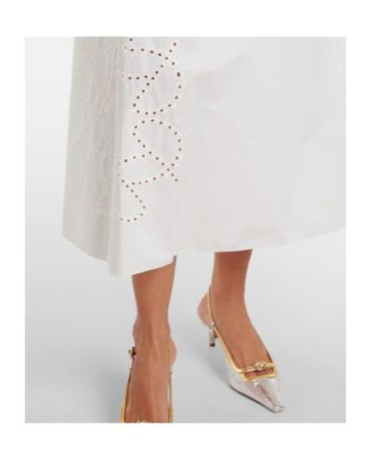 Elie Saab White Cotton Midi Skirt