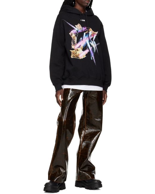 MSGM Blue Graphic-Print Drawstring Hoodie