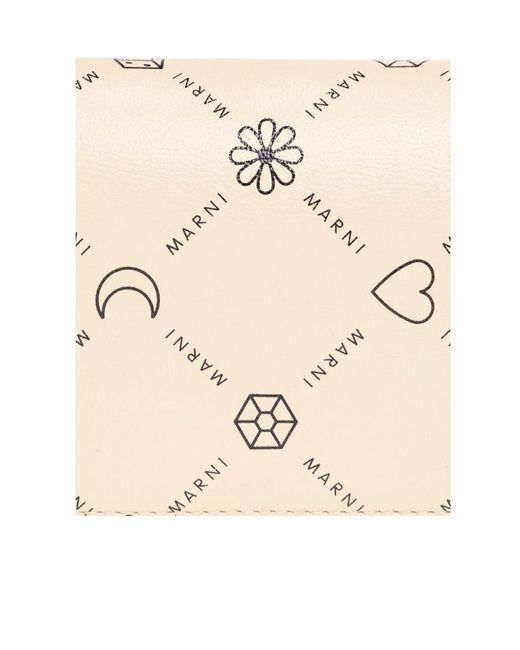 Marni Natural Geometric Logo-Print Wallet