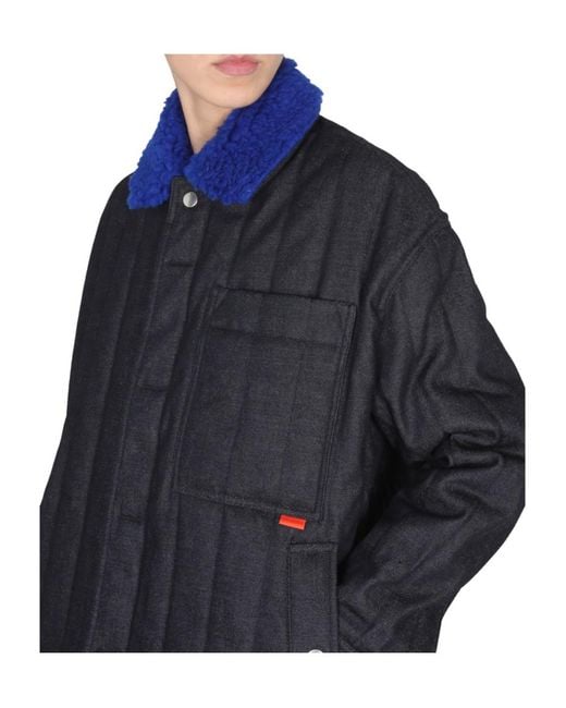 Sunnei Blue Color-Blocked Collar Button Casual Jacket for men