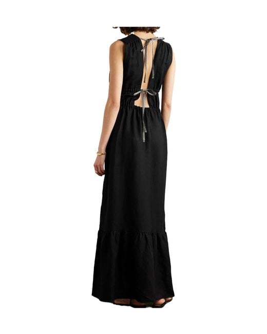Lemlem Black Lelisa Ruffled Linen-Blend Maxi Dress