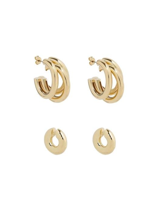Rabanne Metallic Rabanne Duo Of Hoops And Punk Ear Cuffs