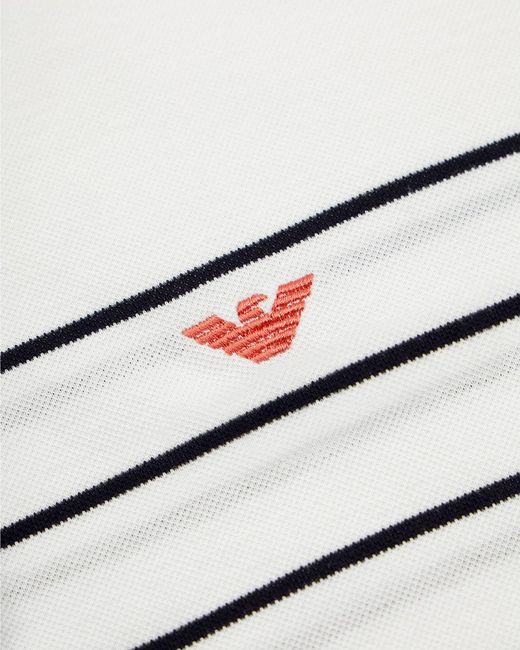 Emporio Armani White Logo Embroidered Polo Shirt for men