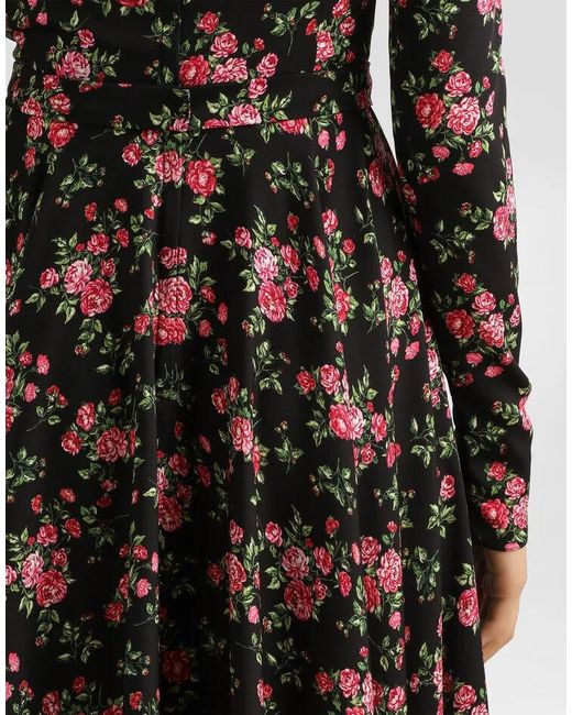 Dolce & Gabbana Black Floral Midi Dress