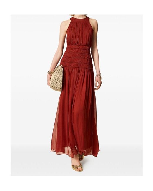 Twinset Red Pleated Long Dress