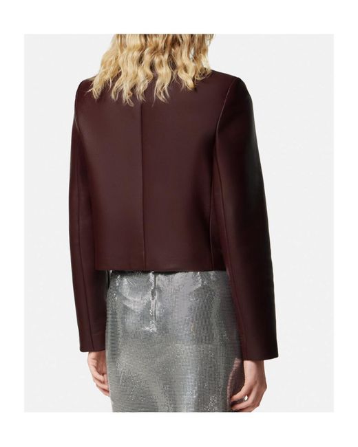 Versace Purple Leather Zipped Jacket