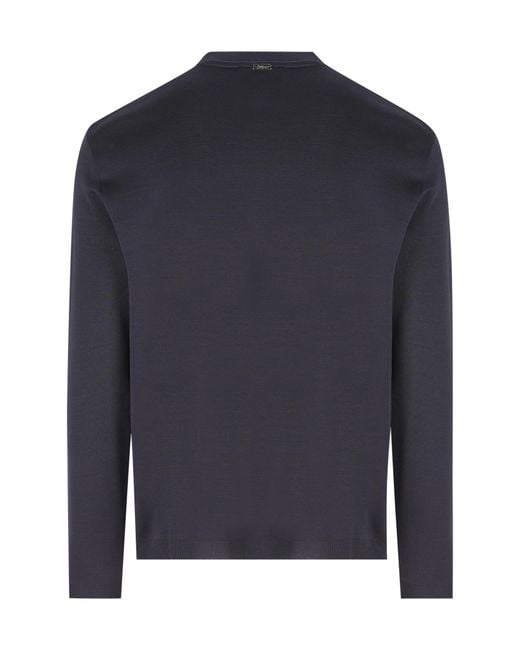 Herno Blue Double-Layer Long-Sleeve T-Shirt for men