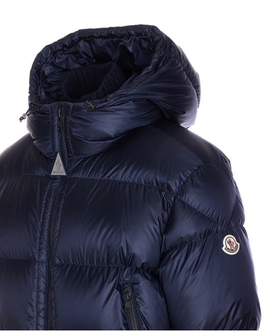 Moncler Blue Hooded Zip-Up Puffer Jacket for men