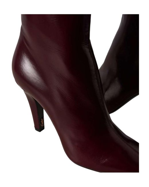 Saint Laurent Purple Jill Square Pointed Toe Ankle Boots
