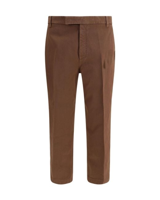 Thom Browne Brown Mid-Rise Tapered Leg Trousers for men