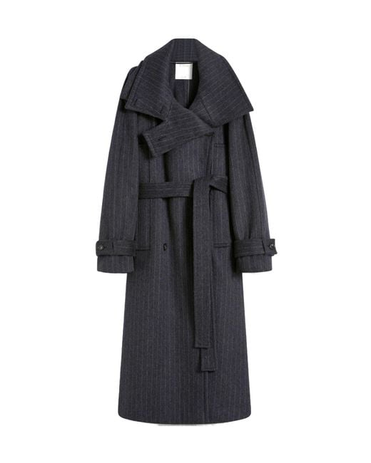 Sportmax Black Arold Striped Belted Coat
