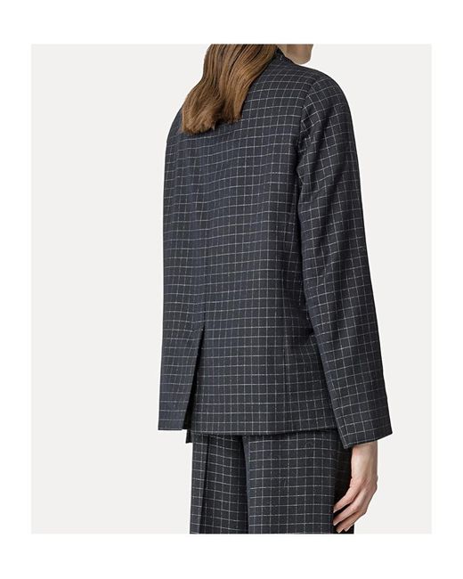 Forte_forte Blue Checked Boxy Jacket