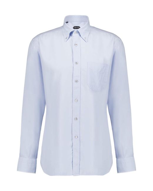 Tom Ford Blue Long-Sleeved Button-Up Shirt for men