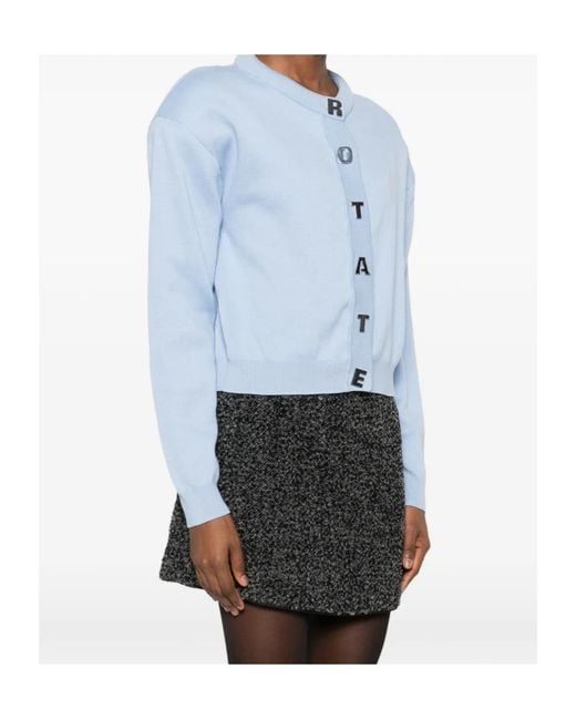 ROTATE BIRGER CHRISTENSEN Blue Logo-Button Cardigan