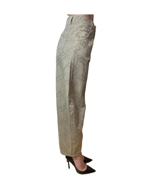 Liu Jo Gray Logo Detail Floral Trousers