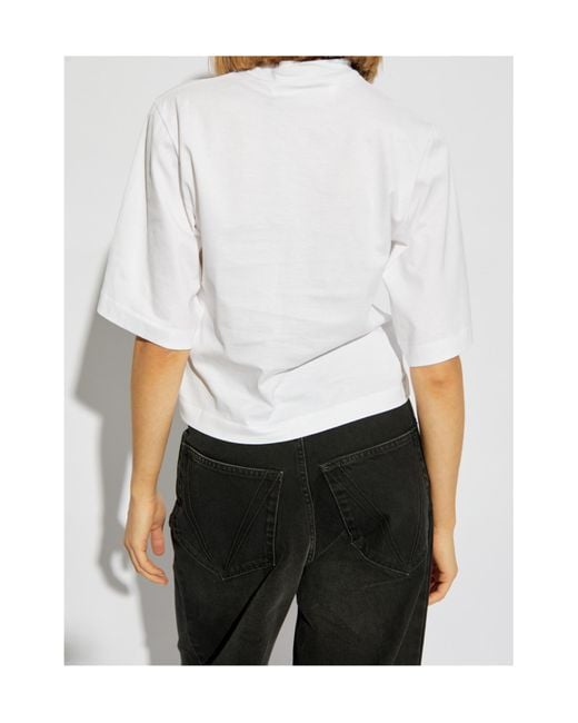 Palm Angels White Logo Printed Mockneck T-Shirt