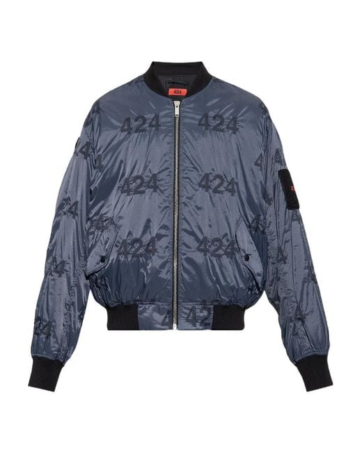 424 Blue 424 Reversible Emblem Bomber Jacket for men