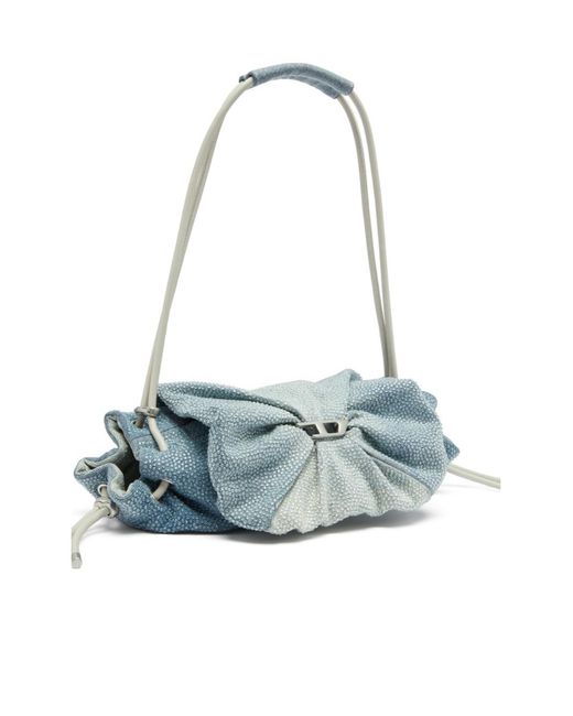 DIESEL Blue Small Scrunch-D Crystal-Embellished Shoulder Bag