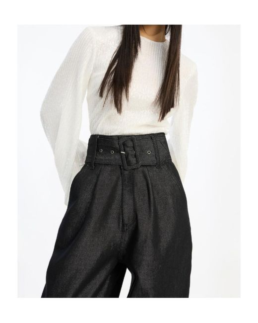 ROTATE BIRGER CHRISTENSEN White Sequin-Embellished Crewneck Top