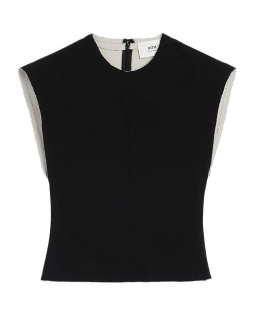 AMI Black Sleeveless Top
