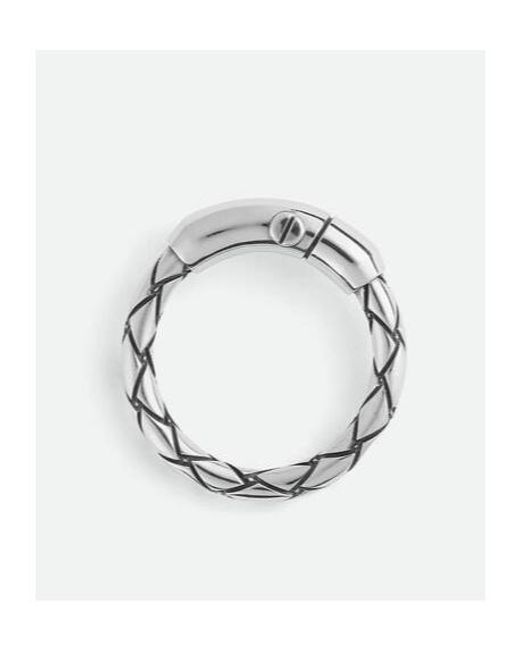 Bottega Veneta White Intreccio Ring for men