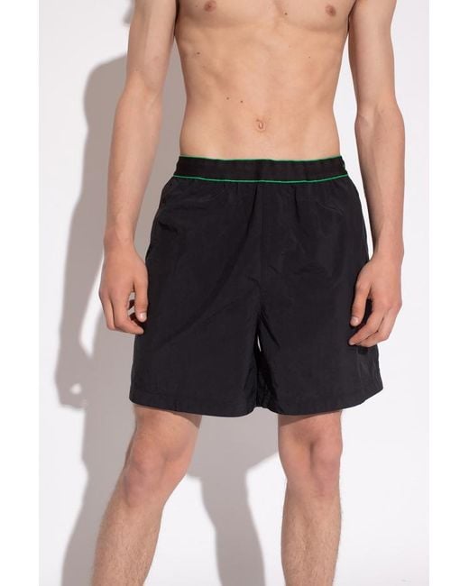 Bottega Veneta Blue Logo-Waistband Swimming Trunks for men