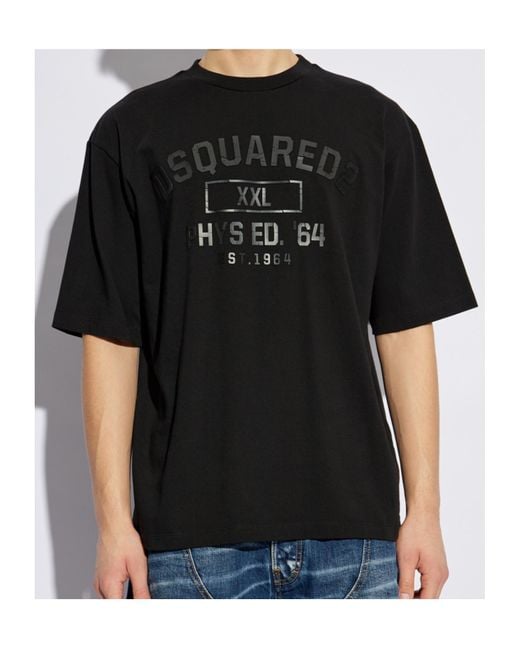 DSquared² Black Logo Printed Crewneck T-Shirt for men