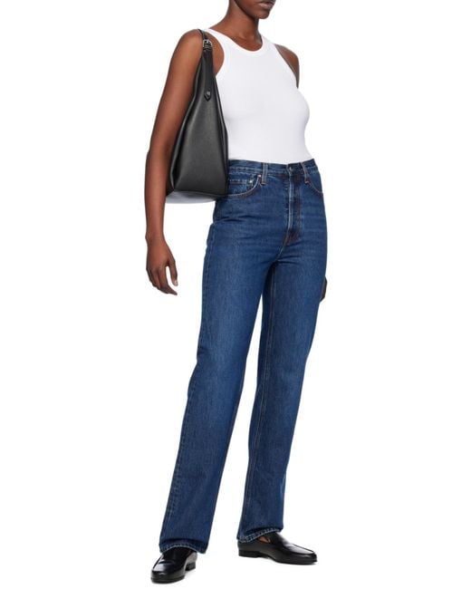 Totême  Blue Totême Classic Cut Logo Patch Jeans