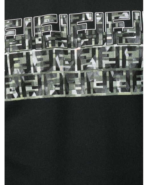 Fendi Black Ff Camouflage Printed Hoodie for men