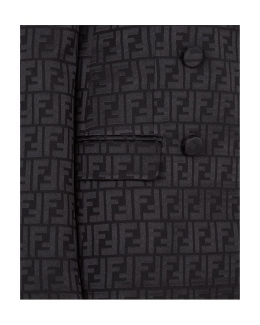 Fendi Black Ff Motif Double-Breasted Jacket